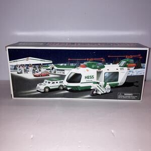 2001 Hess truck Toy Helicopter with Motorcycle and Cruiser New in Box